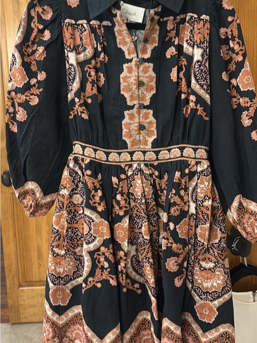 Cleobella Black Dress with Rust Floral Print